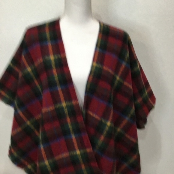 STYLINE Plaid Open Front Poncho - Picture 2 of 8